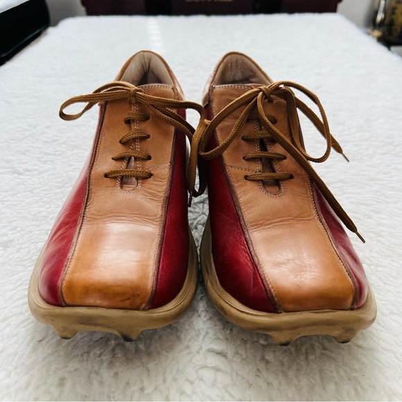 Reaction Kenneth Cole 2 Tone Red/Brown Leather Lace Up Chunky Shoes Size 9.5 M - Picture 7 of 12